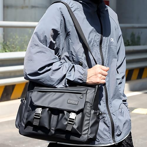 IVESIGN Messenger Bag for Men & Women - Lightweight Crossbody Shoulder Bag for Travel, College & Work - Stylish Satchel Bag with Multiple Compartments, Black Sling Bag for Professionals & Students - Image 3