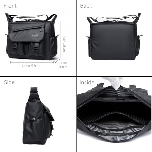 IVESIGN Messenger Bag for Men & Women - Lightweight Crossbody Shoulder Bag for Travel, College & Work - Stylish Satchel Bag with Multiple Compartments, Black Sling Bag for Professionals & Students - Image 4