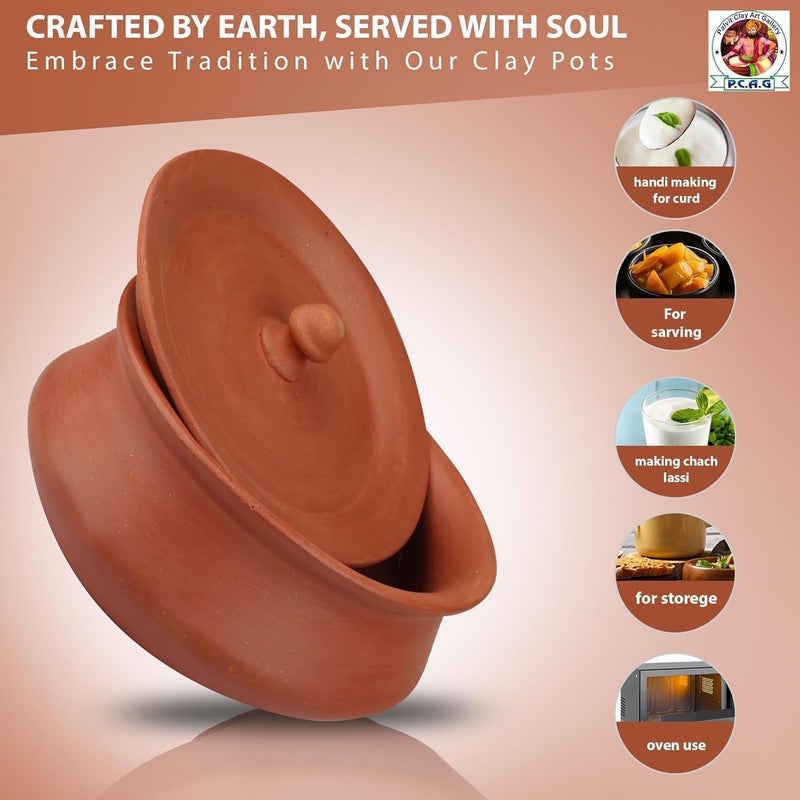 Organic Clay Dahi Handis | Clay Handi | MItti Handis | Curd Pot Medium Size | Pot with Lid_10  - Image 3