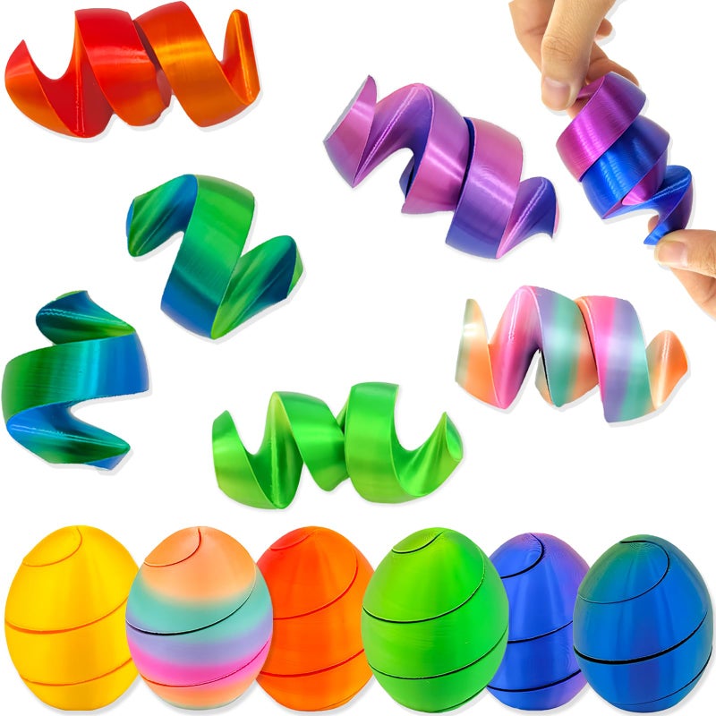Wercow 6Pcs 3D Printed Spiral Egg Fidget Toy,Easter Eggs ,Easter Toy Egg Relax Anxiety Toy for Kids Easter Basket Stuffer Filler,Family Travel Games Gifts Student Best Gift for Classroom - Image 2