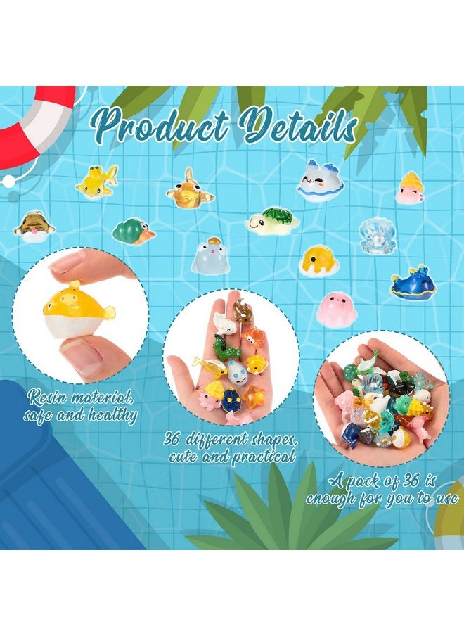 Qunclay 36 Pcs Ocean Mini Figurines Resin Axolotl Miniature Animals Figurine Tiny Resin Trinkets Marine Aquarium Ornaments Dollhouse Decorations For Diy Fish Tank Potted Garden Fairy Accessory  - Image 4