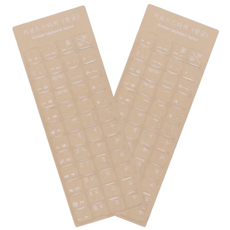 MUBUY-GOL 2 Pack Universal Korean Keyboard Stickers Transparent Background, Transparent Background with White Lettering for Computer Laptop Notebook Desktop, Replacement Computer Keyboard Stickers (Korean). - Image 1