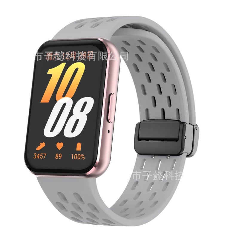Adjustable Silicone Sport Smartwatch Band Compatible with Samsung Galaxy Watch with Fit Soft Strap and Quick Daily Replacement Silver - Image 3