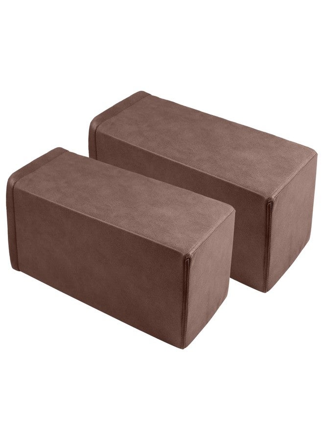M Mute Touch 2 Pack Couch Arm Rest Pillow, 8''x8''x20'' Faux Leather Waterproof Cover, High Density Foam Armrest Cushion, Removable & Washable Elbow Support for Sofa, Bed, and Armchair (Dark Brown) - Image 1