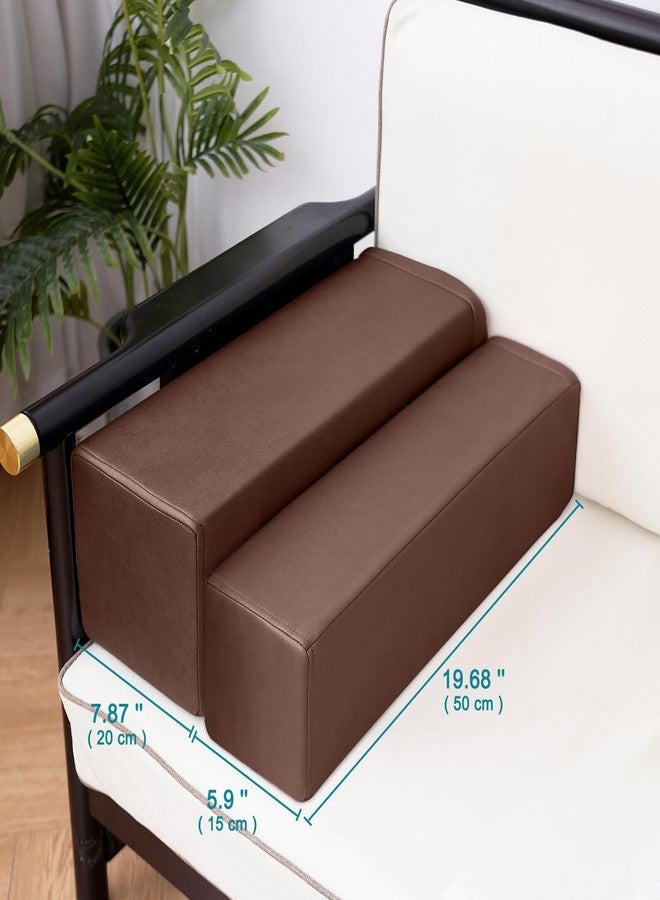 M Mute Touch 2 Pack Couch Arm Rest Pillow, 8''x8''x20'' Faux Leather Waterproof Cover, High Density Foam Armrest Cushion, Removable & Washable Elbow Support for Sofa, Bed, and Armchair (Dark Brown) - Image 5