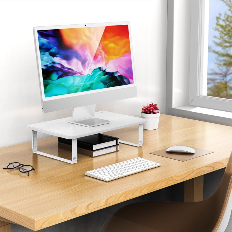 BESIGN MS01 Monitor Stand Riser, Height Adjustable Laptop Stand, Computer Monitor Stand for Monitor, Computer,Laptop,Printer (White) - Image 3