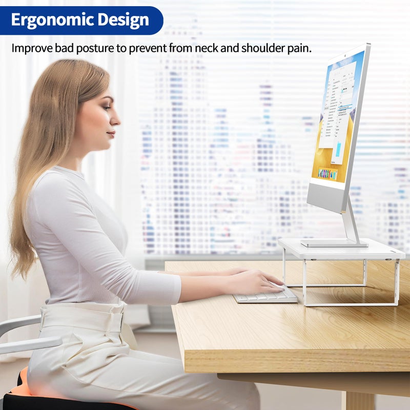 BESIGN MS01 Monitor Stand Riser, Height Adjustable Laptop Stand, Computer Monitor Stand for Monitor, Computer,Laptop,Printer (White) - Image 2