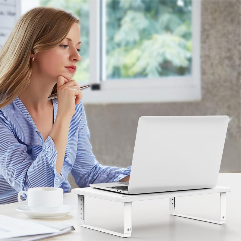 BESIGN MS01 Monitor Stand Riser, Height Adjustable Laptop Stand, Computer Monitor Stand for Monitor, Computer,Laptop,Printer (White) - Image 4
