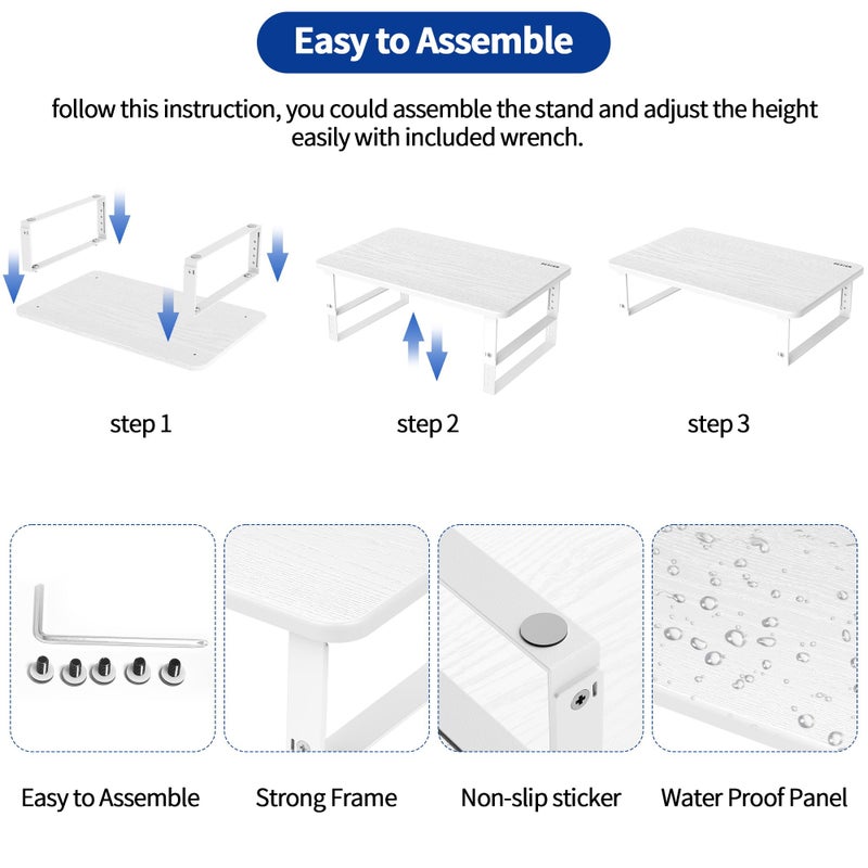 BESIGN MS01 Monitor Stand Riser, Height Adjustable Laptop Stand, Computer Monitor Stand for Monitor, Computer,Laptop,Printer (White) - Image 5