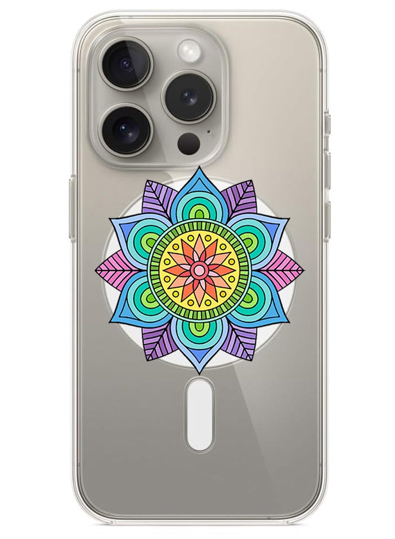Theodor Magnetic Case for iPhone 15 Pro 6.1-inch Compatible with MagSafe Wireless Charging, Shockproof Phone Bumper Cover Mandala - Image 1