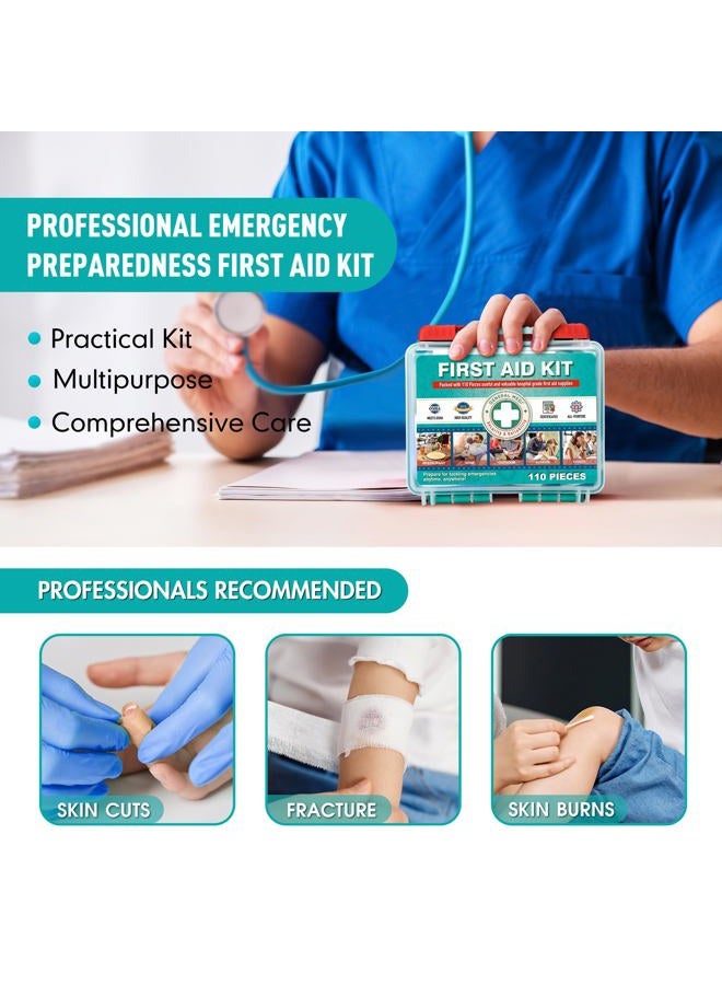 General Medi 110 Pieces Small First Aid Kit - HardCase First Aid Box - Contains Premium Medical Supplies for Travel, Home, Office, Vehicle, Camping, Workplace & Outdoor - Image 5