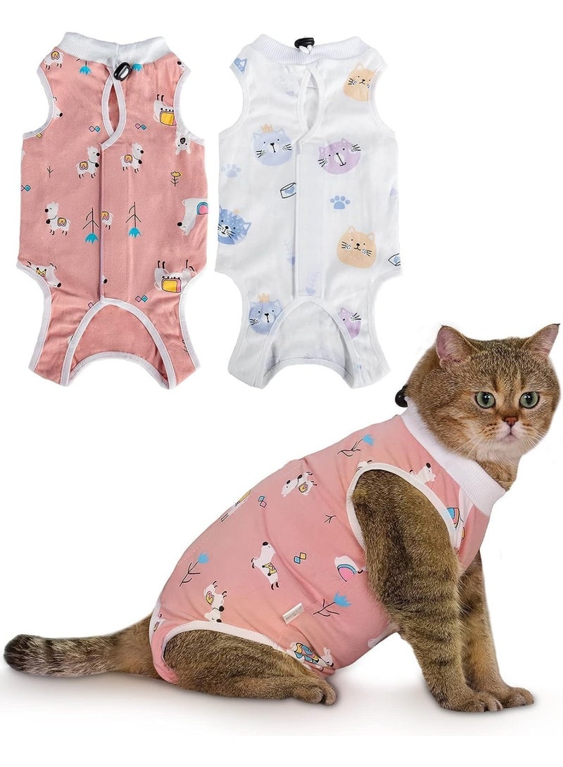 2 Pack Cat Recovery Suit, Breathable Cat Surgery Recovery Suit Female, Cat Onesie for Cats After Surgery, Cat Spay Recovery Suit Female Abdominal Wounds,L Size (A) - Image 1