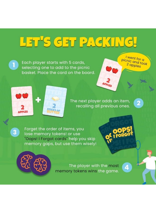 BINCA لعبة بطاقة بينكا - ذهبت في نزهة، لعبة ذاكرة ممتعة للأطفال من عمر 6 سنوات وما فوق، لبناء القدرات المعرفية والتركيز، هدايا للأولاد والبنات، 2-4 لاعبين - Image 5