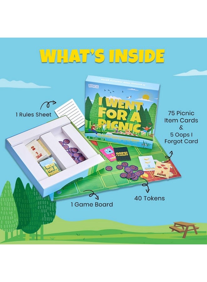 BINCA لعبة بطاقة بينكا - ذهبت في نزهة، لعبة ذاكرة ممتعة للأطفال من عمر 6 سنوات وما فوق، لبناء القدرات المعرفية والتركيز، هدايا للأولاد والبنات، 2-4 لاعبين - Image 2