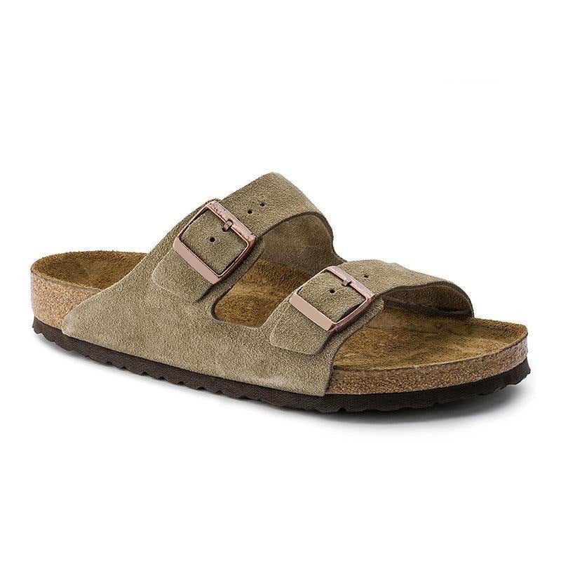 Birkenstock Genuine Leather Cork-Soled Sandals – Casual Double-Breasted Slippers for Adults - Image 1