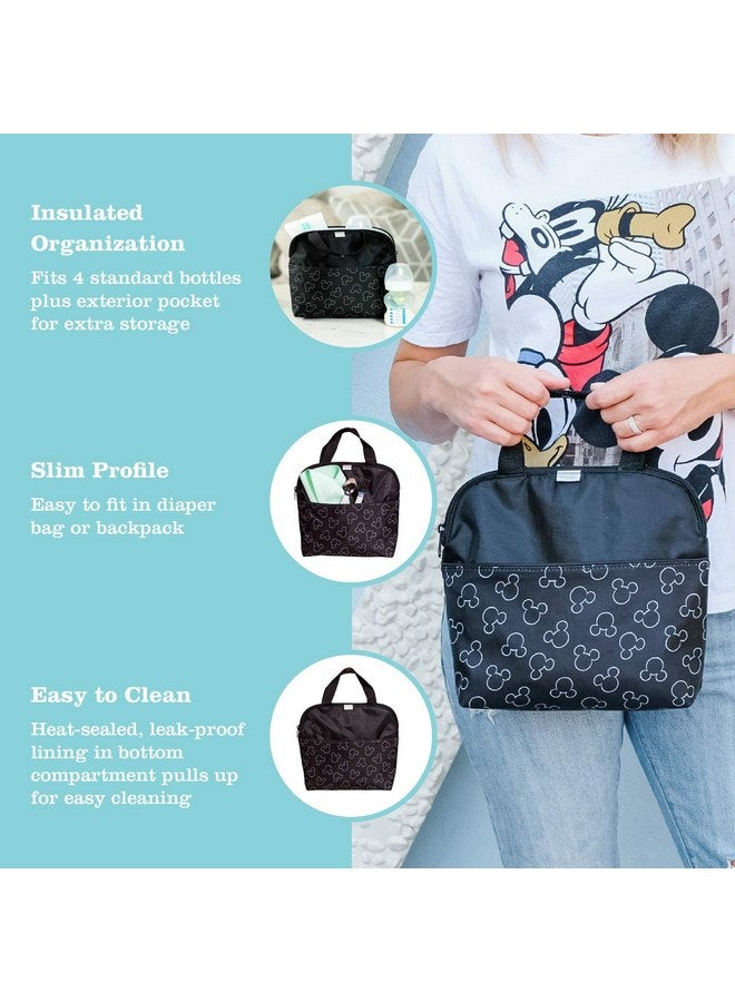 J.L. Childress Disney Baby by J.L. Childress MaxiCOOL 4-Bottle Breastmilk Cooler, Baby Bottle Bag & Baby Food Bag - Breastmilk Cooler Bag for Travel - Mickey, Black  - Image 2