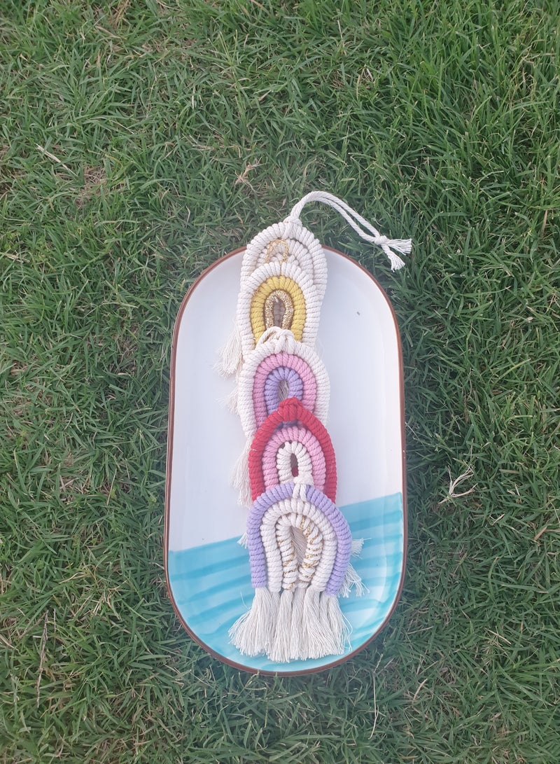 macrame sanu handmade macrame rainbow keychain / car hanging  - Image 2