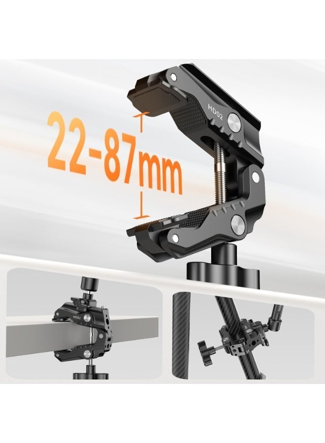 ULANZI HD02 10" Camera Magic Arm Super Clamp Kit with 360° Ball Head,Heavy-Duty Super Clamp,6.6lbs Load, 1/4"-20 & 3/8"-16 Mount, ARRI Pins, NATO Rail Articulating Friction Arm for DSLR/Monitor/Light - Image 4