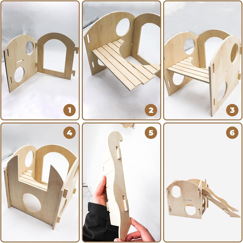 MHLLGN Bearded Dragon Tank Accessories, Wooden Playground Decor Hide for Enclosures Aquariums for Reptiles Spider Gecko Snake, Bearded Dragon Basking Platform - Image 5
