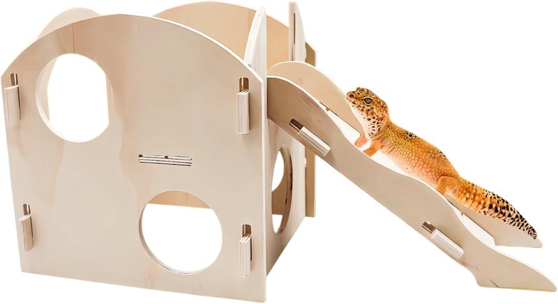 MHLLGN Bearded Dragon Tank Accessories, Wooden Playground Decor Hide for Enclosures Aquariums for Reptiles Spider Gecko Snake, Bearded Dragon Basking Platform - Image 1