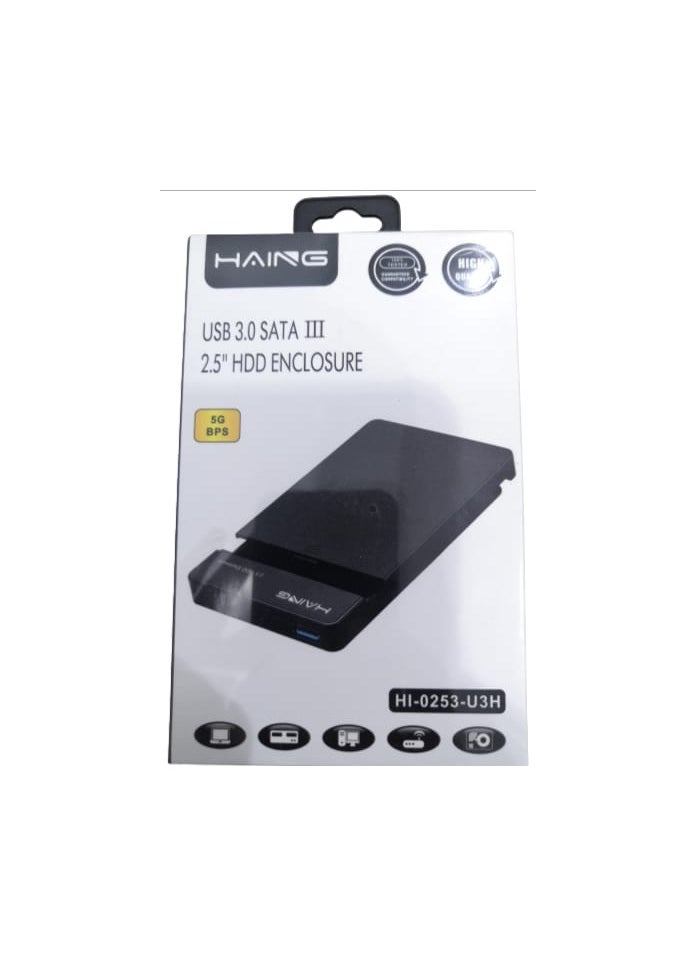 Haing - HAING  USB 3.0 SATA III 2.5" HDD ENCLOSURE 5G BPS HL-0253-U3H - Image 1