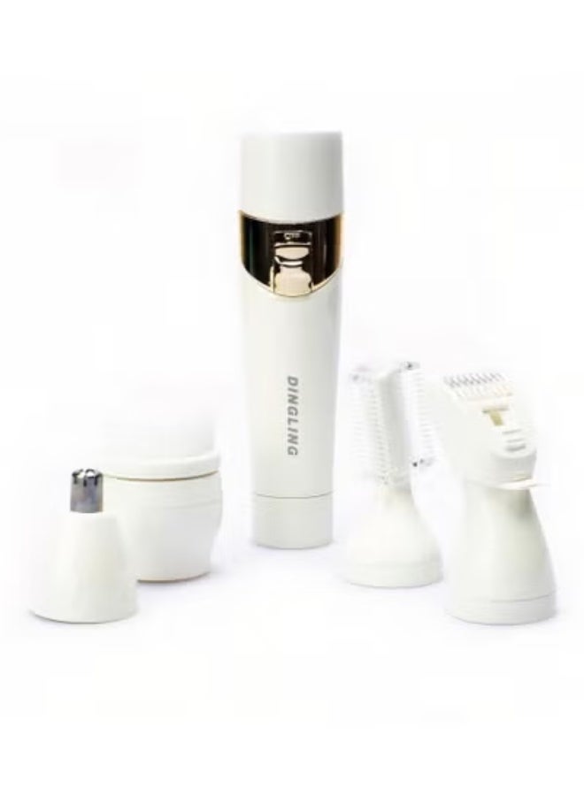 DINGLING RF 110: Multifunctional Rechargeable Personal Care Device for Women with Five Attachments and Cleaning Brush In White Colour