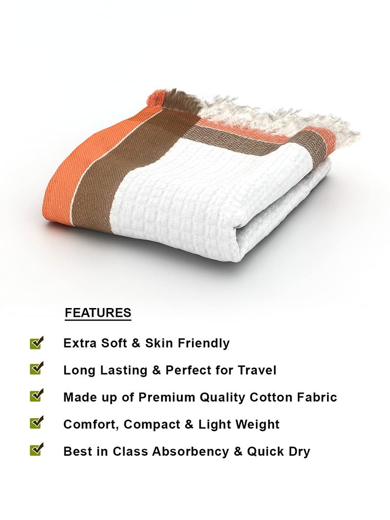 Athom Trendz Athom Living Cotton Light Weight Quick-Dry & High Absorbant Bath Towel, Waffle Border White - 75x150 cm (Pack of 1) - Image 3