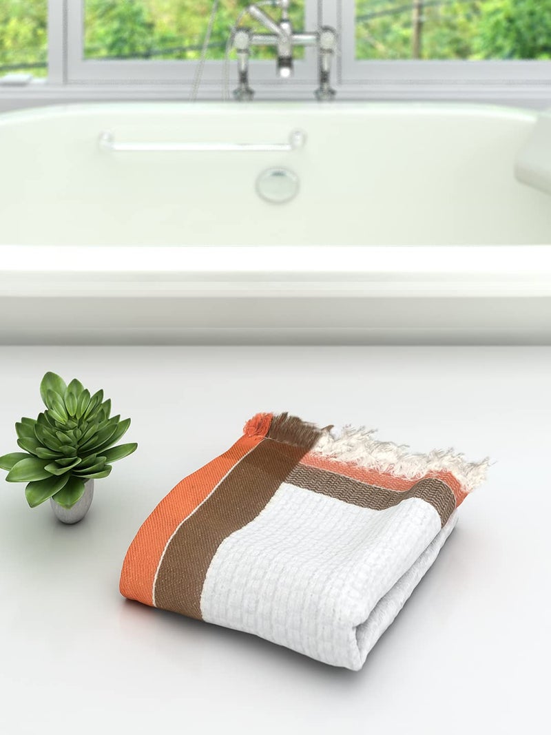 Athom Trendz Athom Living Cotton Light Weight Quick-Dry & High Absorbant Bath Towel, Waffle Border White - 75x150 cm (Pack of 1) - Image 2