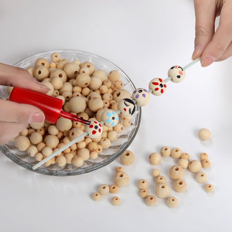 Secmity 280pcs Wooden Beads for Crafts 5 Sizes Unfinished Wood Bead Bulk 8mm, 10mm, 12mm, 14mm, 16mm Beads for Craft Making Decorations DIY Jewelry Making, Macrame, Bracelets - Image 4