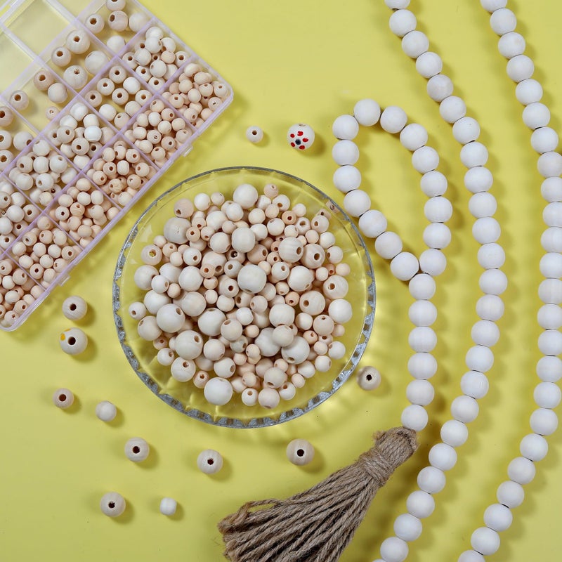 Secmity 280pcs Wooden Beads for Crafts 5 Sizes Unfinished Wood Bead Bulk 8mm, 10mm, 12mm, 14mm, 16mm Beads for Craft Making Decorations DIY Jewelry Making, Macrame, Bracelets - Image 3