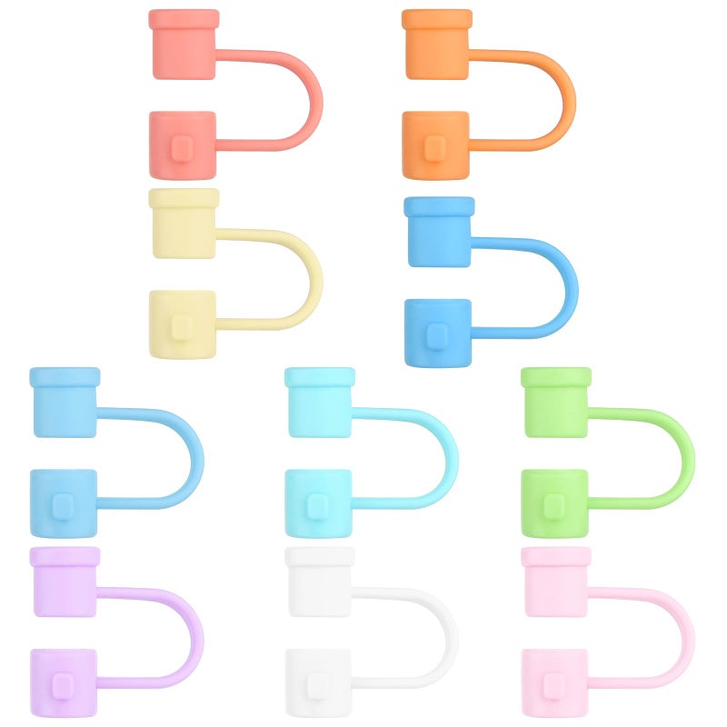 BOUBONI 10 Pieces Silicone Straw Cover Set Reusable Drinking Straw Toppers Compatible with 68mm Straws 10 Colors Available Perfect for Traveling Picnicking Fitness Party Decoration and Protection