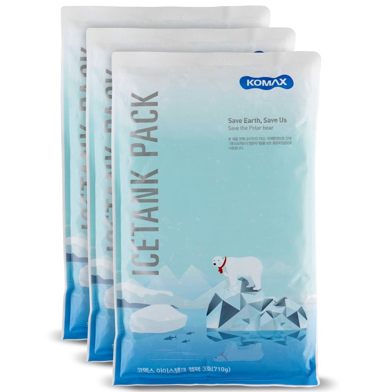 Komax Large Reusable Ice Packs for Coolers 12 to 15 Hours of Cold Gel Ice Pack for Cooler Set Slim Flexible Freezer Packs Ice Packs for Lunch Bags 3Pack 114 x 7