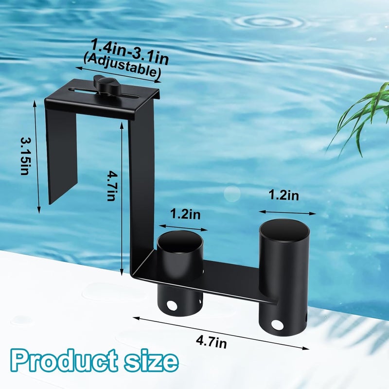 Feoang 2packs Adjustable Pool Fence Hooks Metal Pool Tool Organizer and Holder Black Hangers for Pool Cleaning Tools Pool Fence Equipment Hooks for Poles Brush Swimming Accessories - Image 2