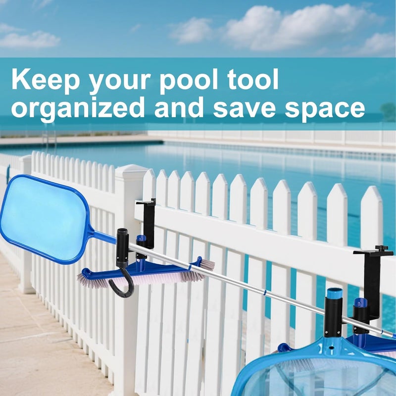 Feoang 2packs Adjustable Pool Fence Hooks Metal Pool Tool Organizer and Holder Black Hangers for Pool Cleaning Tools Pool Fence Equipment Hooks for Poles Brush Swimming Accessories - Image 5