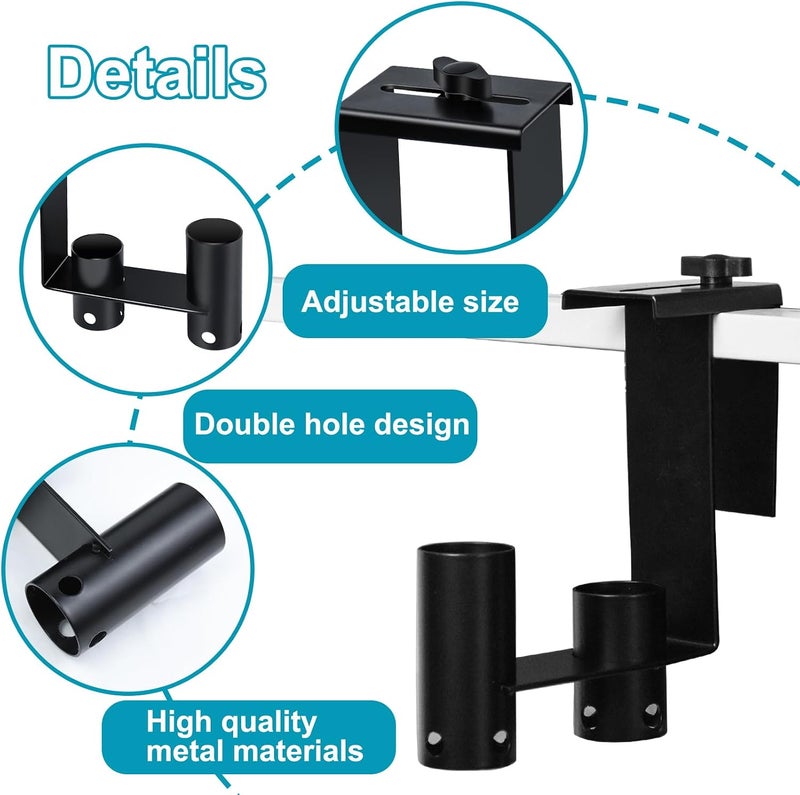 Feoang 2packs Adjustable Pool Fence Hooks Metal Pool Tool Organizer and Holder Black Hangers for Pool Cleaning Tools Pool Fence Equipment Hooks for Poles Brush Swimming Accessories - Image 4