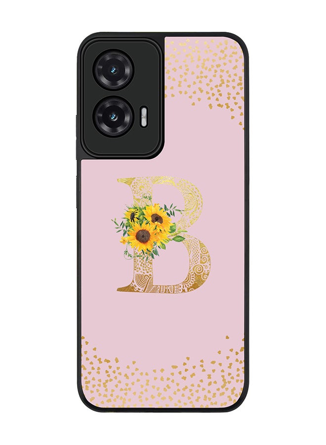 Stylizedd For Motorola Moto G35 Case,Slim fit Camera Protection, Shockproof Thin Phone cover  - Custom Floral Monogram - B  (Pink )