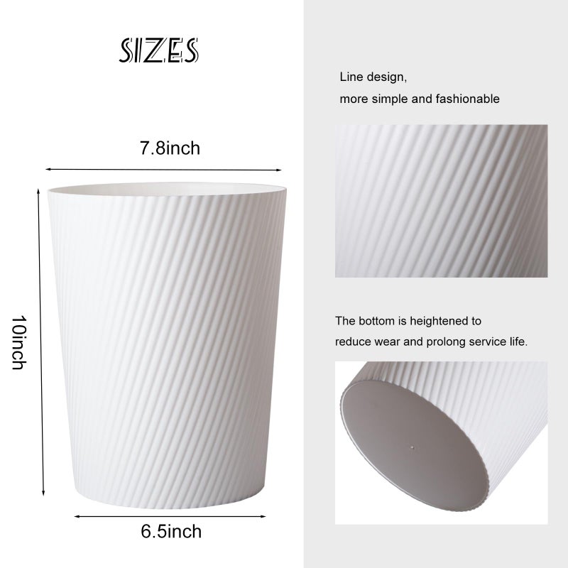 UUJOLY Small Trash Can Wastebasket Garbage Can Container Bins for Bathrooms, Laundry Room, Kitchens, Offices, Kids Rooms, Dorms (White) - Image 3