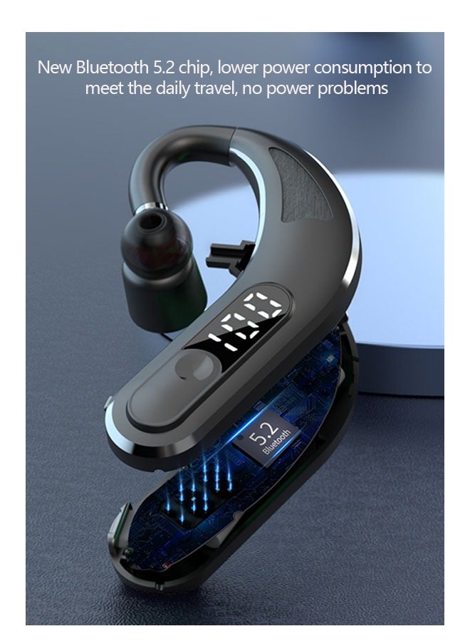 Wireless Headset, Single Ear Bluetooth 5.2 Headset with Noise Canceling Mic Hands Free Cell Phones Earpiece, 360° Rotation Waterproof Bluetooth Headphones for iPhone/Android Business Office Running Dr - Image 4