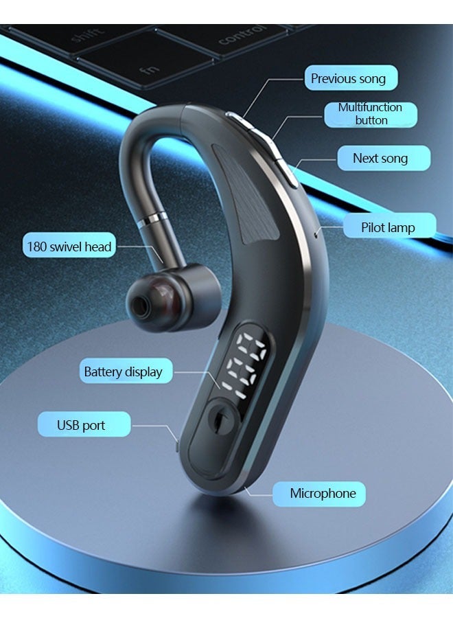Wireless Headset, Single Ear Bluetooth 5.2 Headset with Noise Canceling Mic Hands Free Cell Phones Earpiece, 360° Rotation Waterproof Bluetooth Headphones for iPhone/Android Business Office Running Dr - Image 3