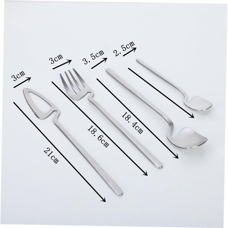Stainless Steel Cutlery Set 4Pcs Knife Fork Spoon Wall Mountable Kitchen Tableware - Image 3