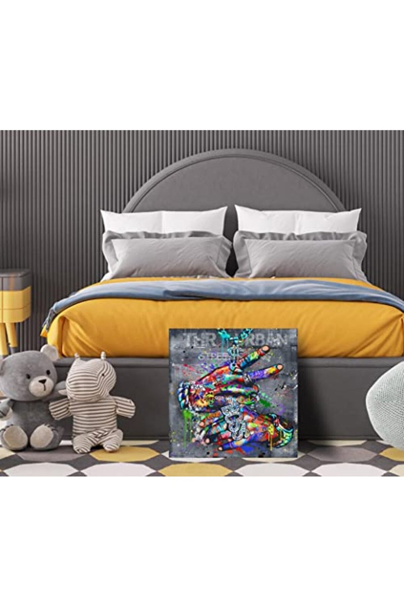 SIXTTART Banksy street art - graffiti paintings for bedroom - pop art poster colorful modern wall decor ready to hang size 20'' x 20'' - Colors 6 - Image 2