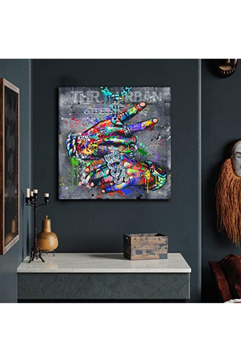 SIXTTART Banksy street art - graffiti paintings for bedroom - pop art poster colorful modern wall decor ready to hang size 20'' x 20'' - Colors 6 - Image 3