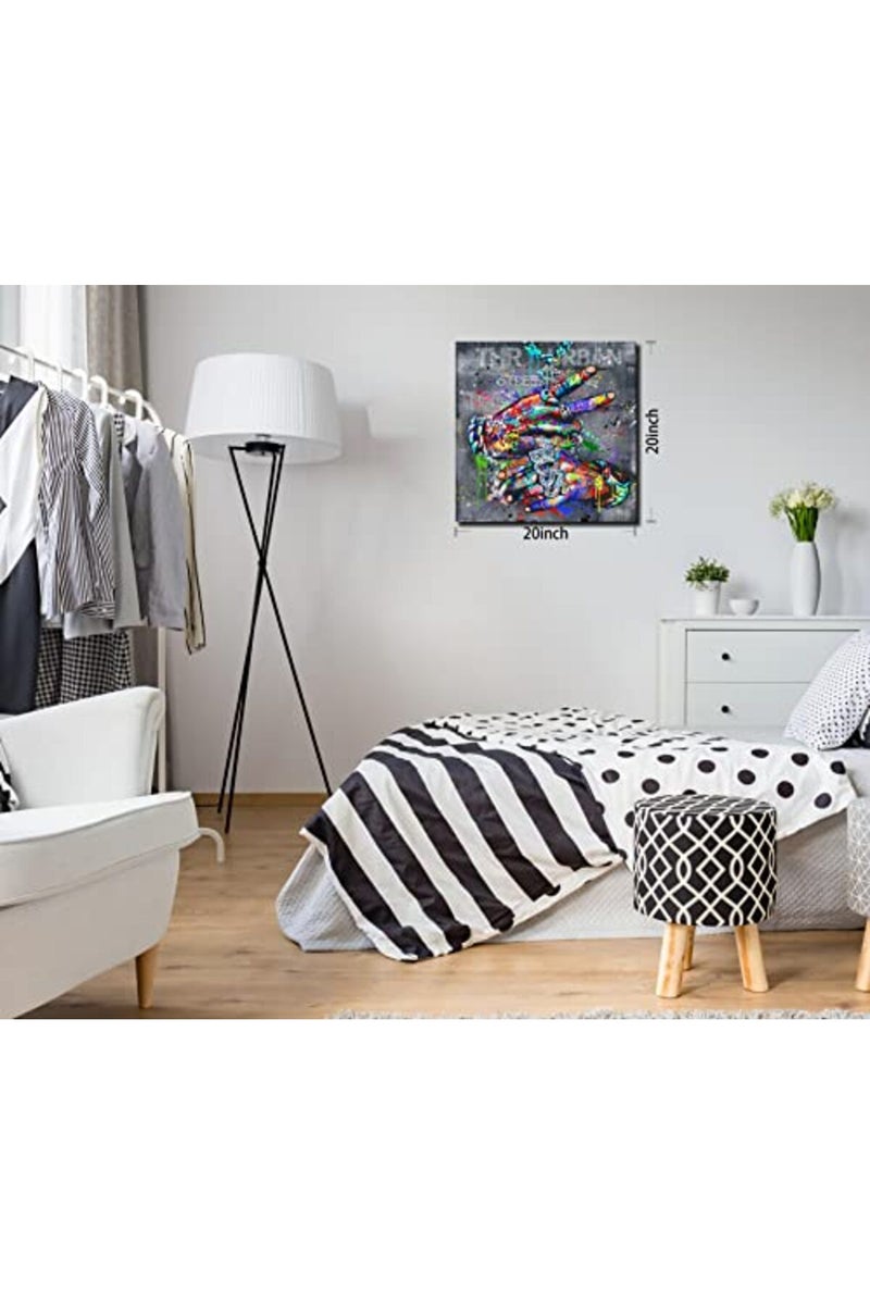 SIXTTART Banksy street art - graffiti paintings for bedroom - pop art poster colorful modern wall decor ready to hang size 20'' x 20'' - Colors 6 - Image 5