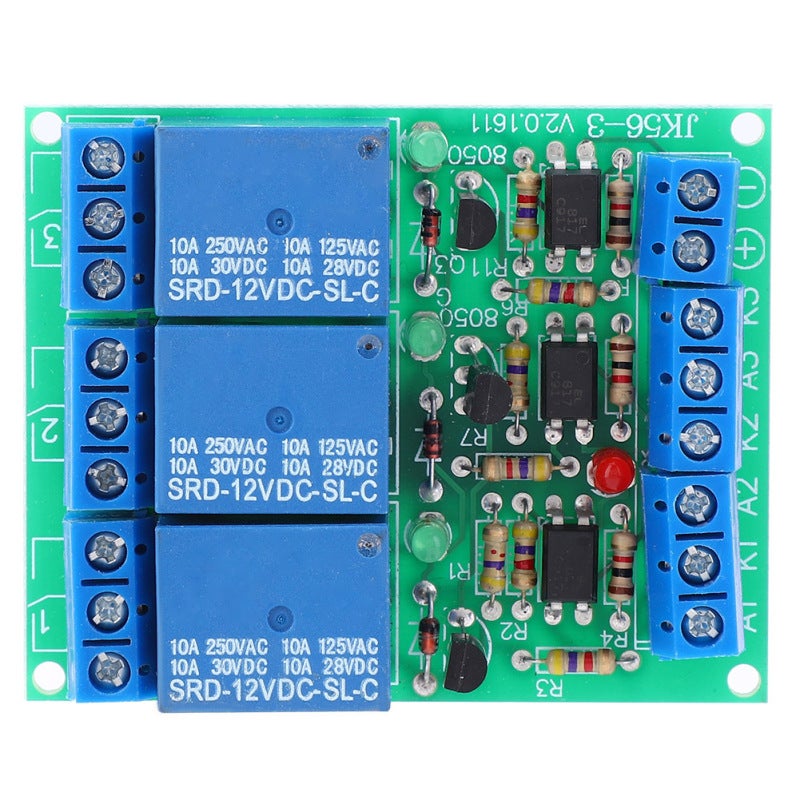 سونجلي وحدة التتابع ثلاثية القنوات DC 12V 10A مع عزل بصري كهربائي - تحكم مستقل بمشغل عالي المستوى للأتمتة الصناعية - Image 1