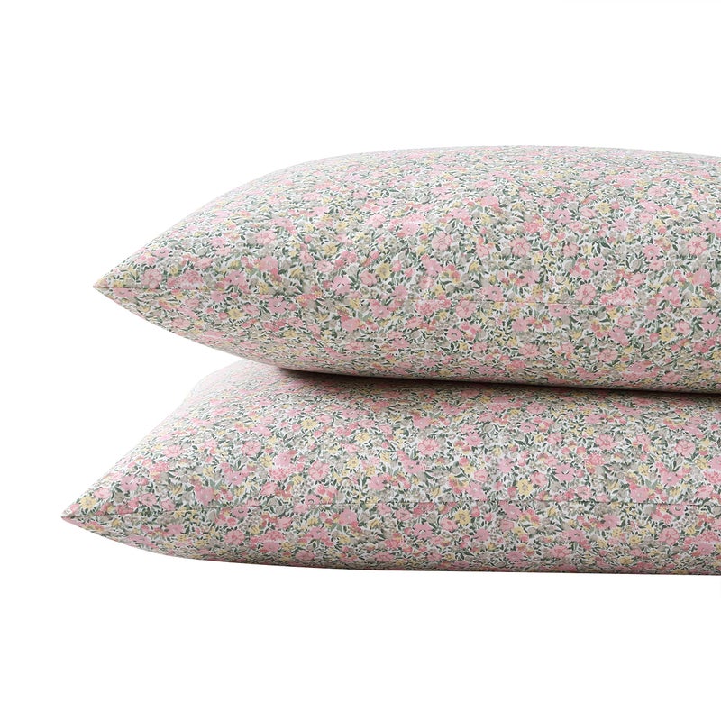 Laura Ashley - Standard Pillowcase Set, Breathable Percale Cotton Bedding, Crisp & Cool for Year Round Use, Coquette Room Decor (Loveston Pink, 2 Piece) - Image 1