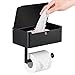 LAYUKI Large Toilet Paper Holder with Shelf, Wipes Dispenser and Storage, Stainless Steel, Wall Mounted, Matt Black, - Image 2