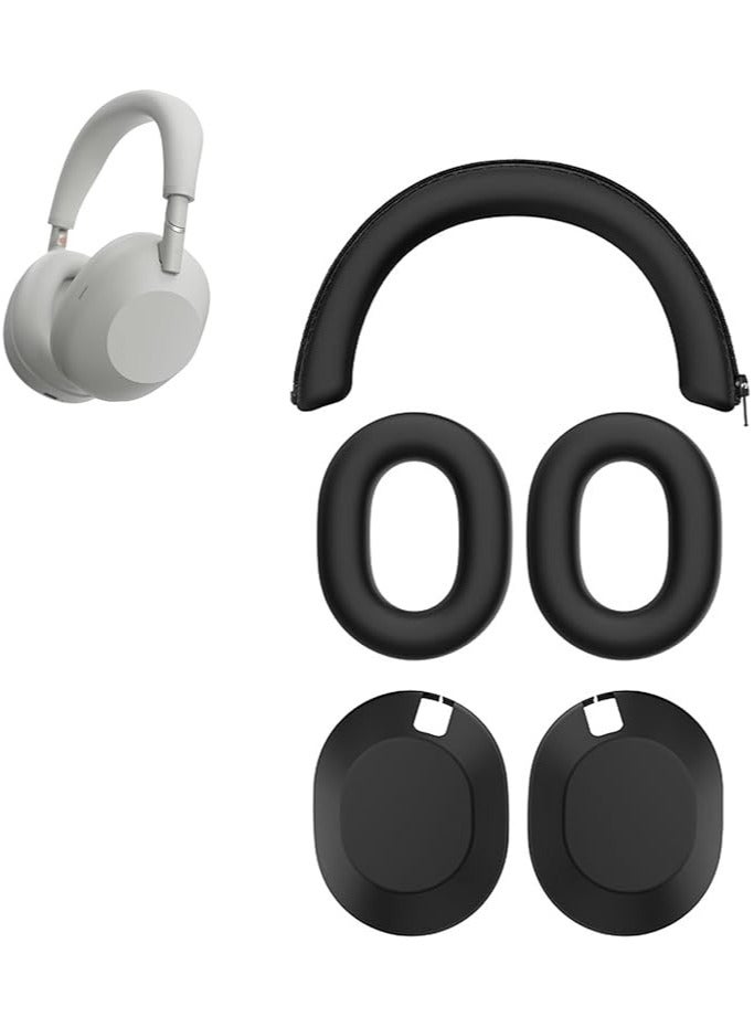 3 Sets  Case Cover for Sony WH-1000XM6 Silicone Protective Cover,Silicone Ear Pads & Headband & Ear Cups Protector-Black  - Image 1