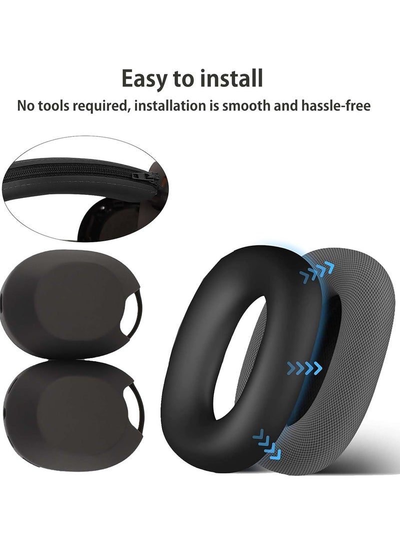 3 Sets  Case Cover for Sony WH-1000XM6 Silicone Protective Cover,Silicone Ear Pads & Headband & Ear Cups Protector-Black  - Image 5