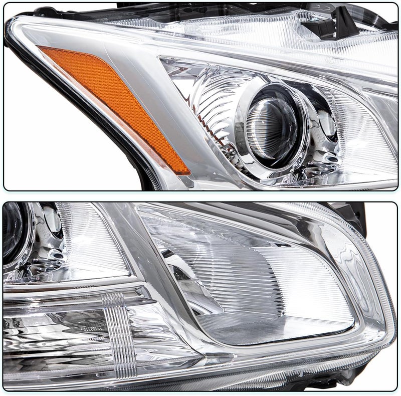 TUSDAR Halogen Headlight Assembly for 2009-2014 Nissan Maxima - Chrome Housing with Amber Reflector - Image 5