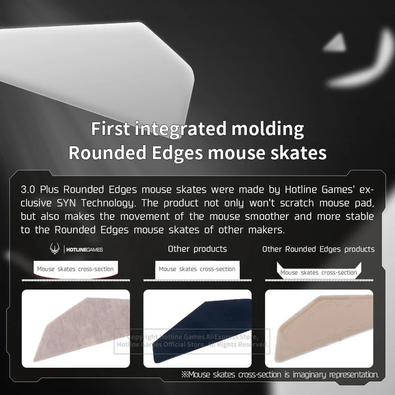 Hotline Games 3.0 Plus Mouse Feet Skates for Logitech MX Master 3 Mouse, 2 Sets, Rounded Curved Edges, Feet Pad Replacement - Image 2
